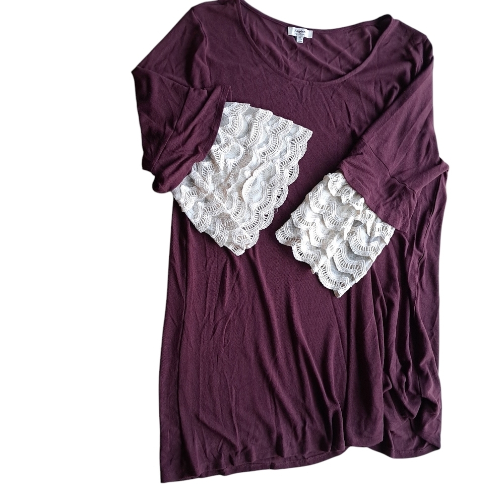 Hayden Los Angeles Lace Bell Sleeve Tunic Dress Plus